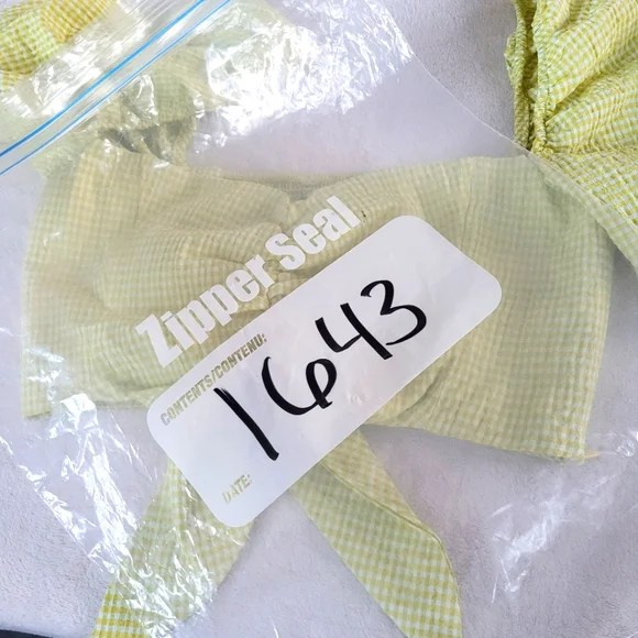 💕 Zara NEW Lime Yellow Gingham Plaid Crop Bubble Sleeves Checkered Knot Zipper - Picture 15 of 15